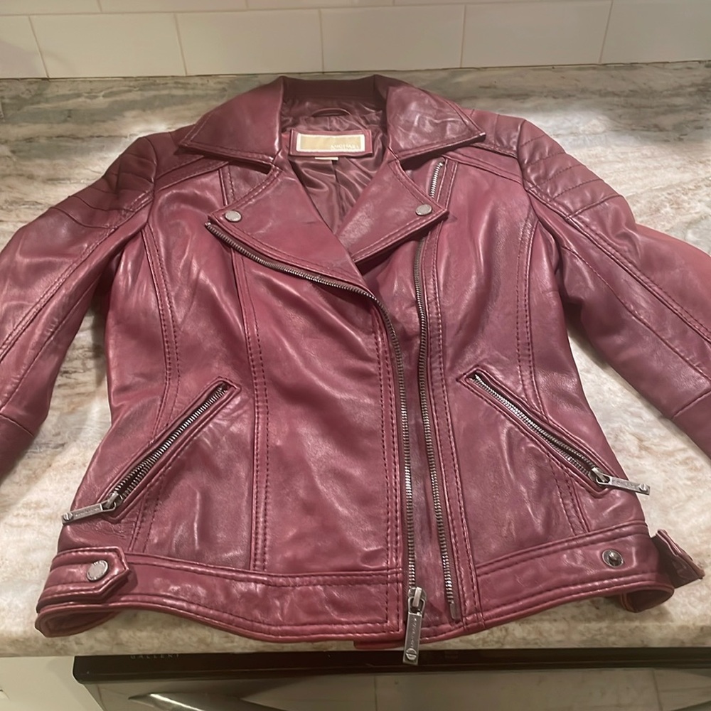 Deep purple Michael Kors leather jacket